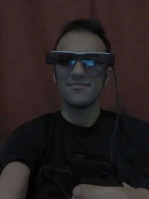 Me wearing moverio smart glasses